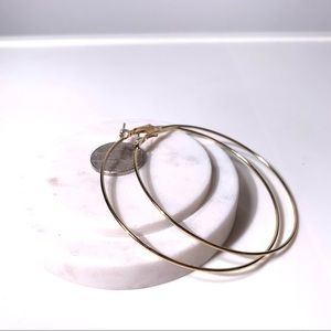 New  thin 2.5 inch 14k gold plated hoops‎